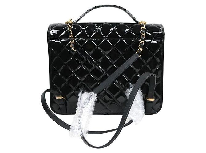 Chanel Zaino scolastico in vernice nero - vista 3