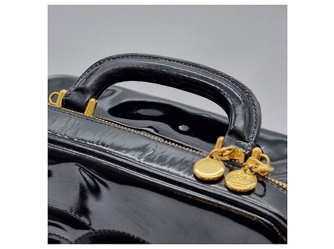 Chanel Borsa a mano con manico superiore e tracolla in vernice Nero - vista 7