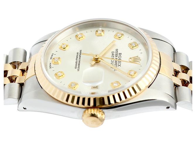 Rolex Datejust Men's Comb Watch Silver Dial Aftersetting Tenpoint Silvery - view 12