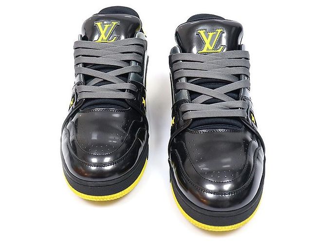Louis Vuitton Sneakers LV Trainer in vernice nero, argento e giallo Marrone - vista 2