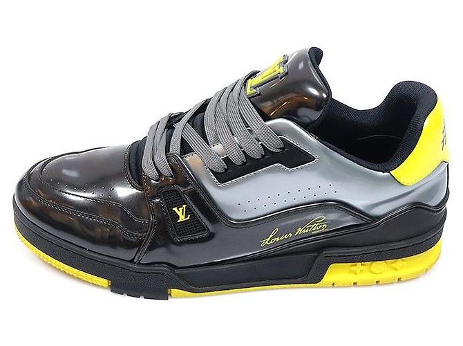 Louis Vuitton Sneakers LV Trainer in vernice nero, argento e giallo Marrone - vista 5