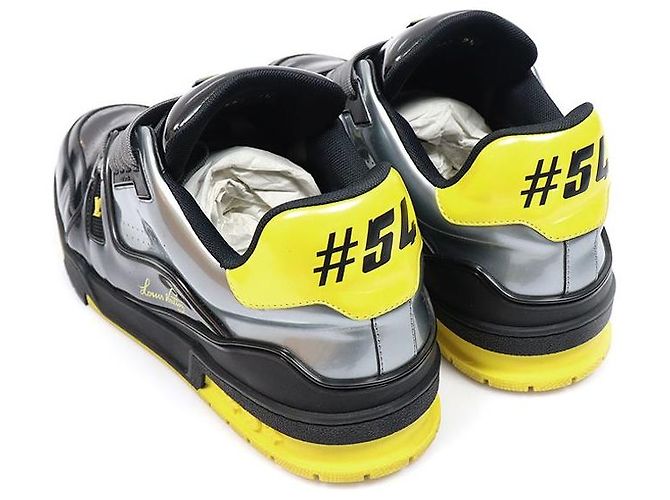 Louis Vuitton Sneakers LV Trainer in vernice nero, argento e giallo Marrone - vista 6