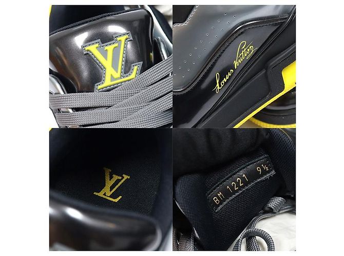 Louis Vuitton Sneakers LV Trainer in vernice nero, argento e giallo Marrone - vista 8