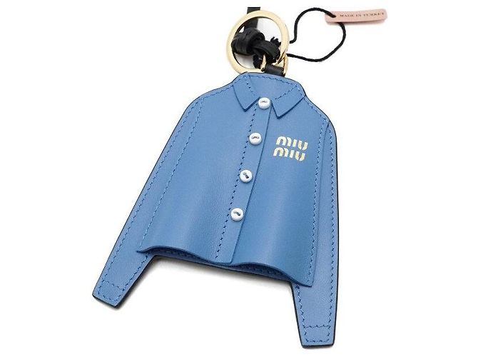 Miu Miu Leather Keychain Trick Keyring in Periwinkle Blue - view 2