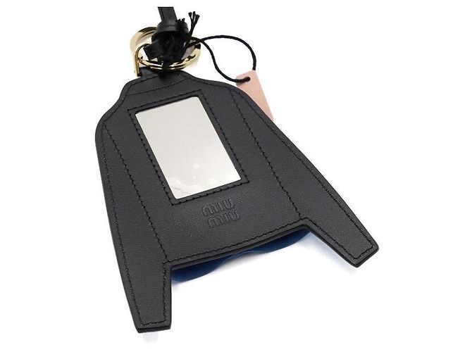 Miu Miu Leather Keychain Trick Keyring in Periwinkle Blue - view 6