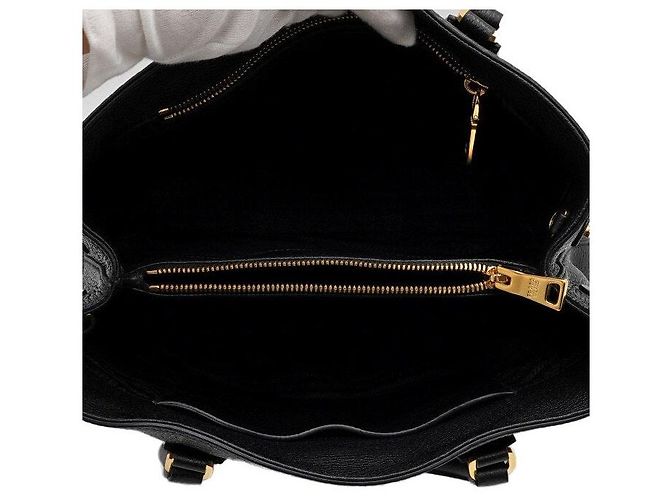 Prada Tote e borsa a tracolla in pelle Vitello Daino nera Nero - vista 5