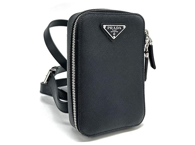 Prada Sac ceinture Saffiano Triangle Logo Black - vue 3
