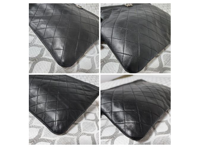 CHANEL Caviar Quilted Medium Boy Pochette Cosmetici Nera Nero - vista 10