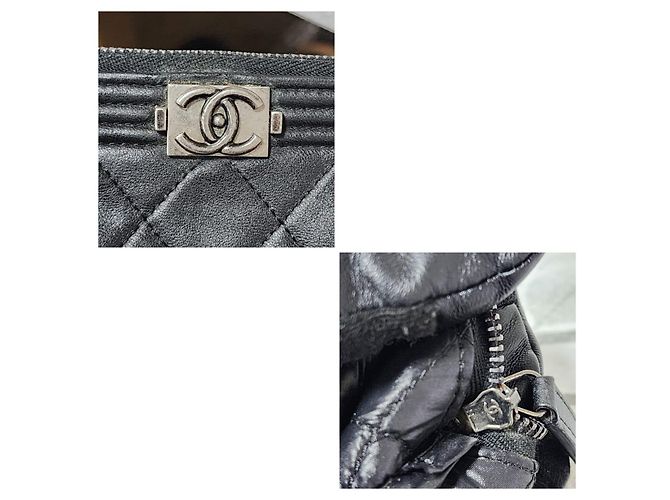 CHANEL Caviar Quilted Medium Boy Pochette Cosmetici Nera Nero - vista 7