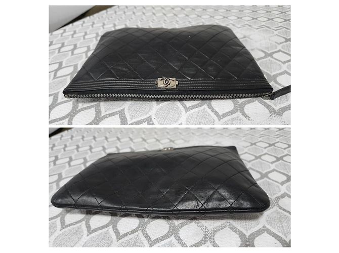 CHANEL Caviar Quilted Medium Boy Pochette Cosmetici Nera Nero - vista 8