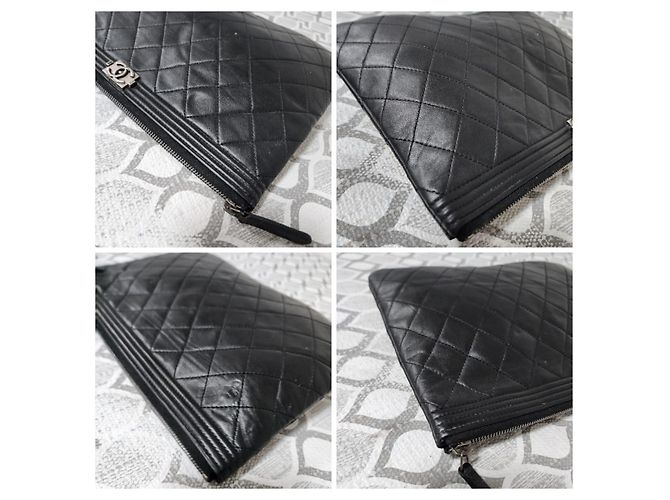 CHANEL Caviar Quilted Medium Boy Pochette Cosmetici Nera Nero - vista 9