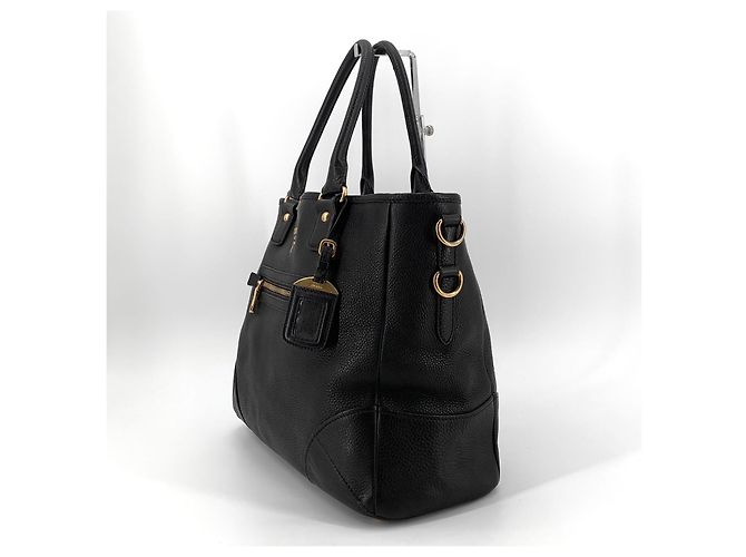 Prada Borsa Tote e Borsa a Spalla in Vitello Daino Nero - vista 4