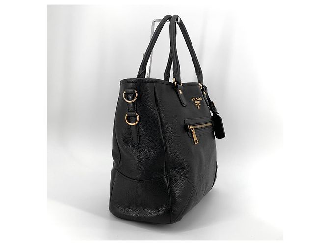 Prada Borsa Tote e Borsa a Spalla in Vitello Daino Nero - vista 5