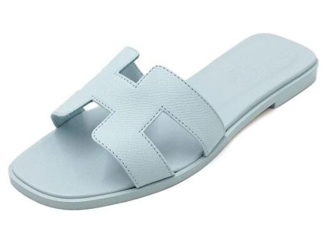 Hermès Sandali Oran in Epsom blu da donna - vista 2