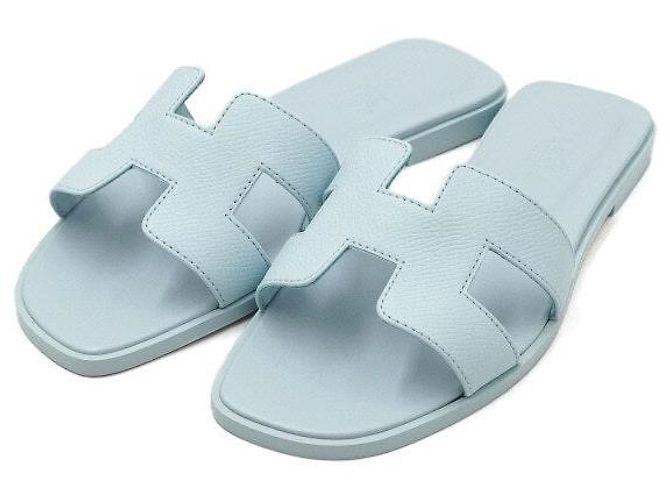 Hermès Sandali Oran in Epsom blu da donna - vista 3