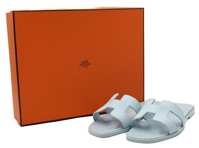 Hermès Sandali Oran in Epsom blu da donna - vista 7