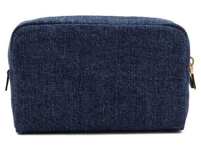Prada Clutch Pouch Denim Gold Triangle Logo - vista 5