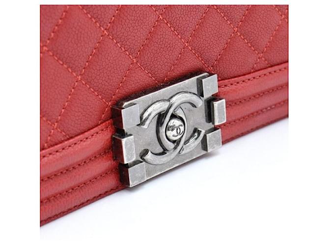 Chanel Boy Caviar Large Silver Chain Schultertasche Rot - Ansicht 5