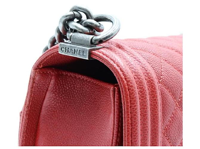 Chanel Boy Caviar Large Silver Chain Schultertasche Rot - Ansicht 6