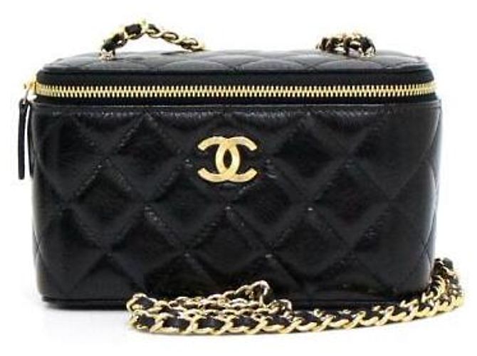 Vanity Chanel Borsa a tracolla e borsa a spalla in pelle di vitello lucida nera con catena CC dorata Nero - vista 2