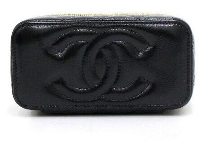 Vanity Chanel Borsa a tracolla e borsa a spalla in pelle di vitello lucida nera con catena CC dorata Nero - vista 8