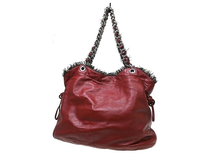 Chanel Funny Tweed Bon Bon Tote Lambskin Large Bordeaux - Ansicht 2