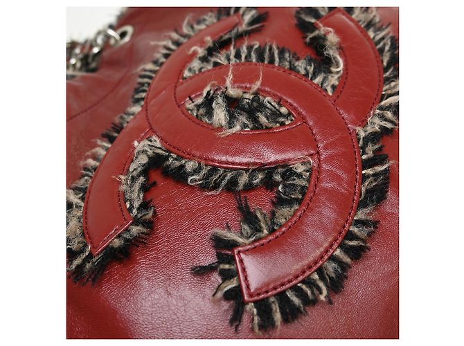 Chanel Funny Tweed Bon Bon Tote Lambskin Large Bordeaux - Ansicht 7