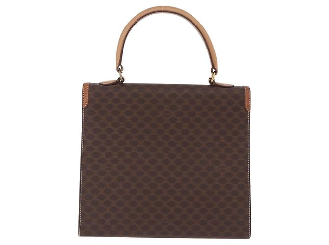Céline Celine Vintage Macadam Tela e Pelle Marrone - vista 2