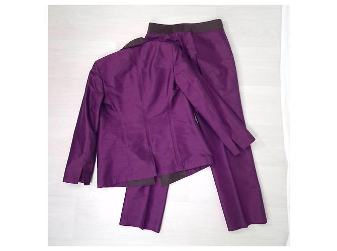 Etro Milano tailleur pantalone viola in shantung di seta Prugna - vista 2