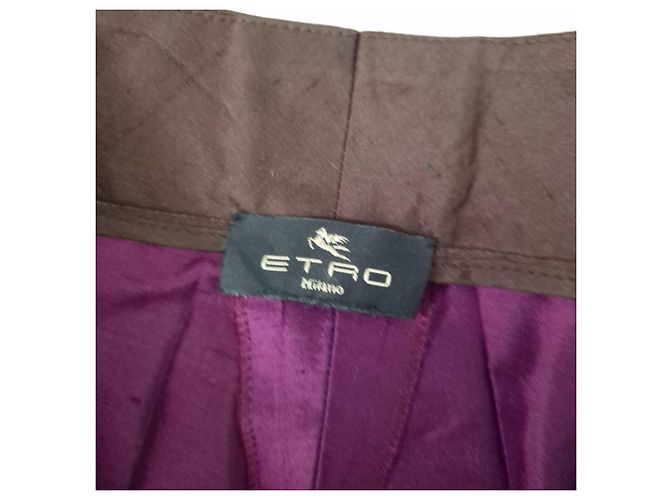 Etro Milano tailleur pantalone viola in shantung di seta Prugna - vista 3