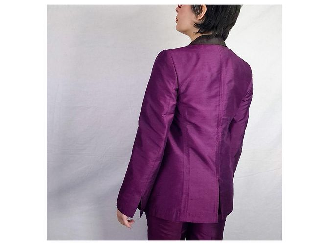 Etro Milano tailleur pantalone viola in shantung di seta Prugna - vista 4