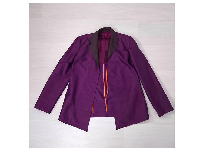 Etro Milano tailleur pantalone viola in shantung di seta Prugna - vista 6