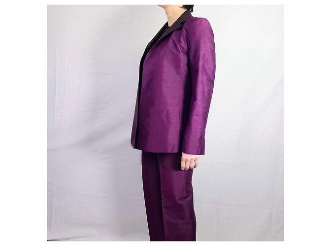 Etro Milano tailleur pantalone viola in shantung di seta Prugna - vista 8