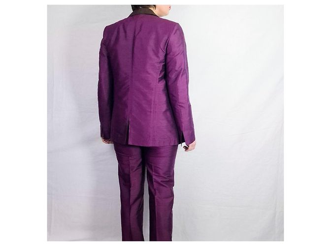 Etro Milano tailleur pantalone viola in shantung di seta Prugna - vista 9