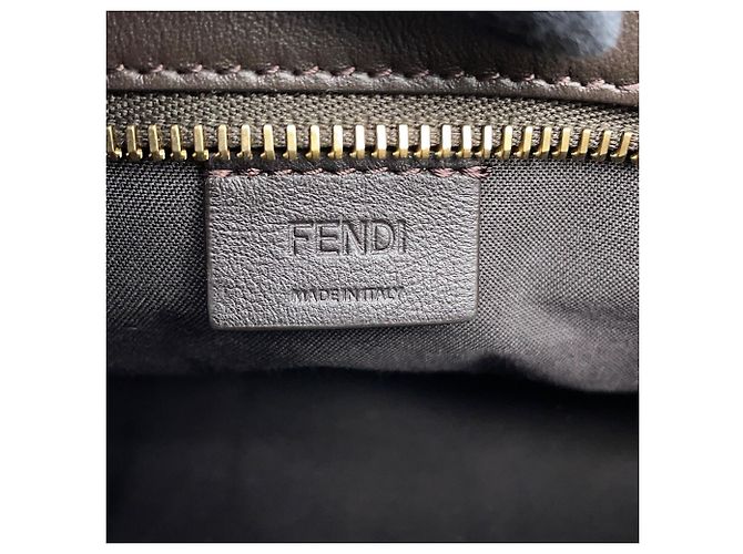 Mini borsa Fendi Roll FF Jacquard Marrone - vista 12