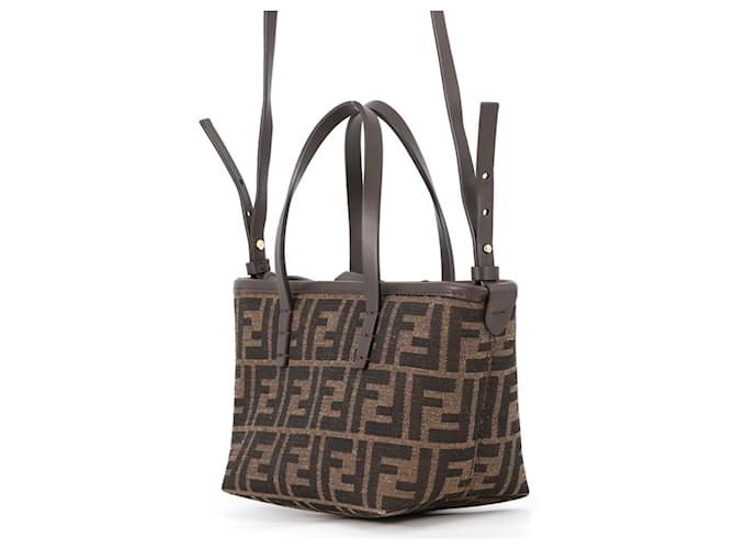 Mini borsa Fendi Roll FF Jacquard Marrone - vista 2