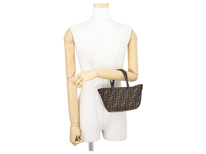 Mini borsa Fendi Roll FF Jacquard Marrone - vista 4