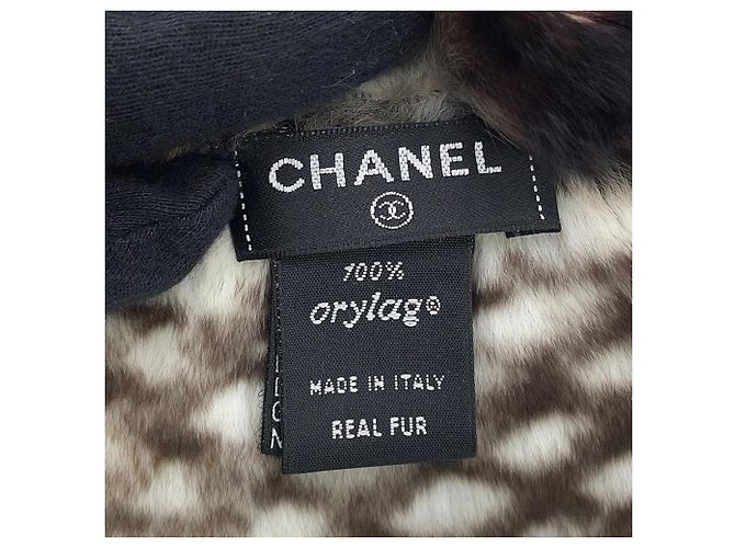 Stola in pelle marrone e bianca Chanel Bianco - vista 4