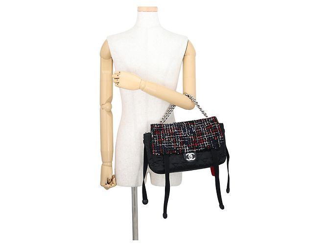 Borsa a Spalla con Catena Chanel Nero Rosso - vista 5