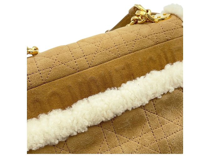Borsa a tracolla in pelle beige e bianca Christian Dior Bianco - vista 11