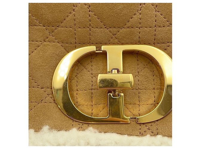 Borsa a tracolla in pelle beige e bianca Christian Dior Bianco - vista 14