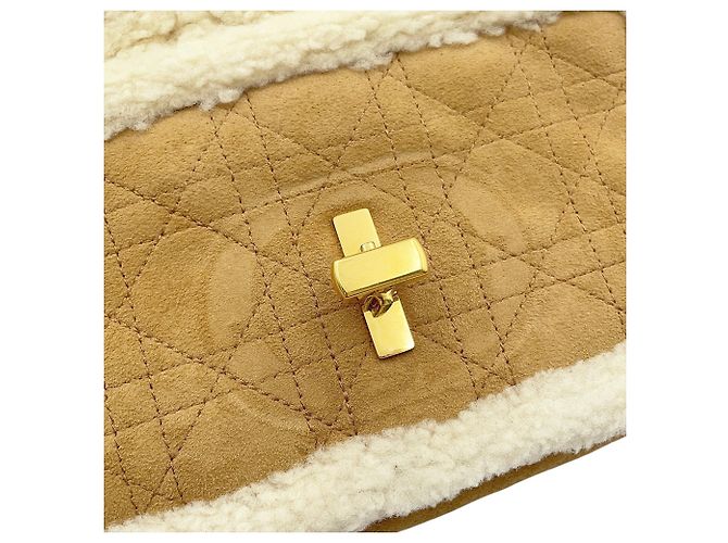 Borsa a tracolla in pelle beige e bianca Christian Dior Bianco - vista 15