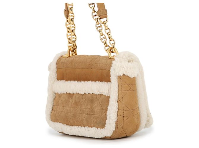 Borsa a tracolla in pelle beige e bianca Christian Dior Bianco - vista 2