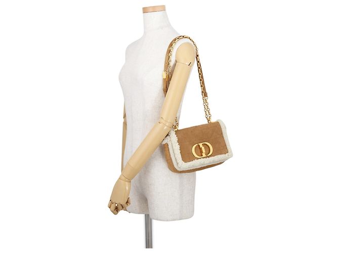 Borsa a tracolla in pelle beige e bianca Christian Dior Bianco - vista 4