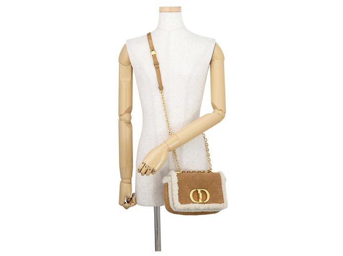 Borsa a tracolla in pelle beige e bianca Christian Dior Bianco - vista 5