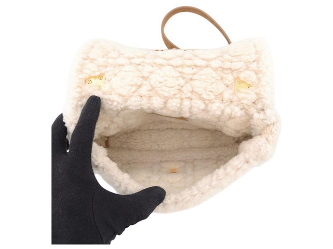 Borsa a tracolla in pelle beige e bianca Christian Dior Bianco - vista 6