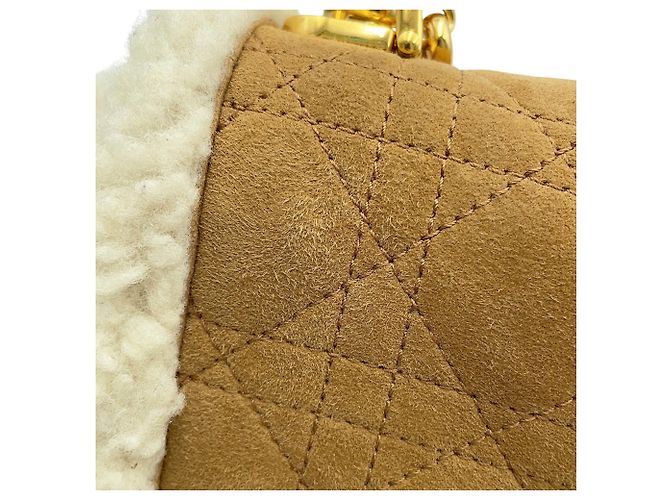 Borsa a tracolla in pelle beige e bianca Christian Dior Bianco - vista 7