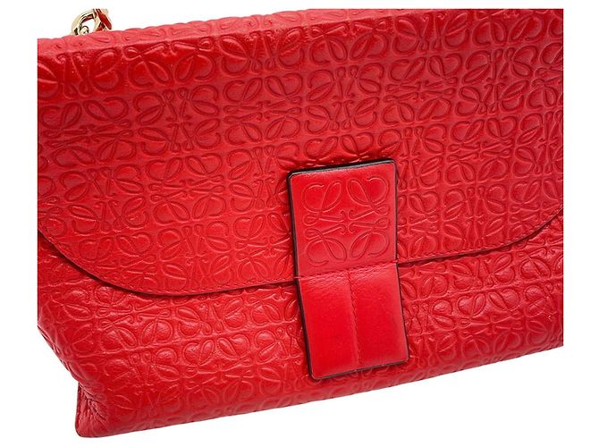 Borsa a tracolla in pelle Loewe Avenue Anagram Rosso - vista 14