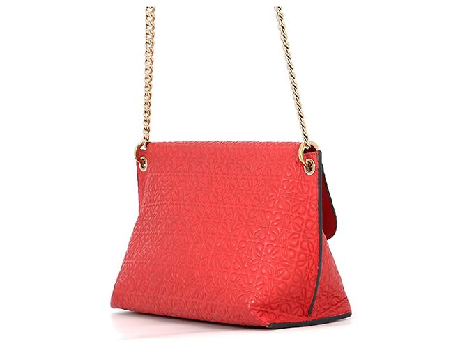 Borsa a tracolla in pelle Loewe Avenue Anagram Rosso - vista 2