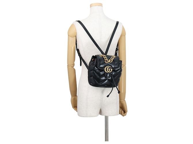 Gucci GG Marmont Lederrucksack Schwarz - Ansicht 4